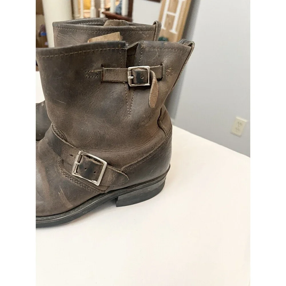 Frye Women's Sz 7 38 Engineer Harness Boots Brown distressed $399 Leather
